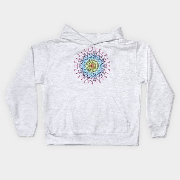 Rainbow and black mandala Kids Hoodie by Hoshimem